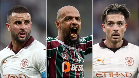 Kyle Walker (left), Felipe Melo (c) and Jack Grealish