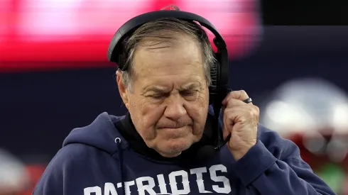 FOXBOROUGH, MASSACHUSETTS - DECEMBER 17: Head coach Bill Belichick of the New England Patriots looks on during the fourth quarter against the Kansas City Chiefs at Gillette Stadium on December 17, 2023 in Foxborough, Massachusetts. (Photo by Maddie Meyer/Getty Images)