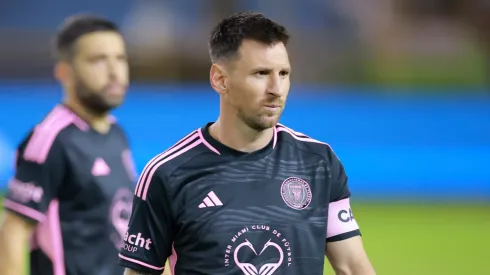 Lionel Messi of Inter Miami FC looks on prior a friendly match between El Salvador and Inter Miami at Cuscatlan Stadium on January 19, 2024 in San Salvador, El Salvador.
