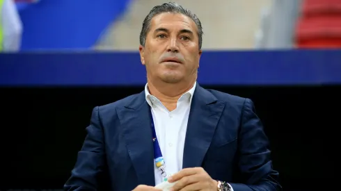Nigeria coach Jose Peseiro looks on from the dugout.