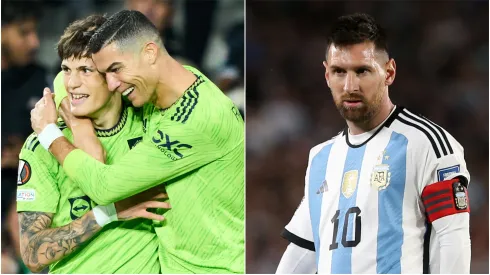Alejandro Garnacho and Cristiano Ronaldo (left) / Lionel Messi.