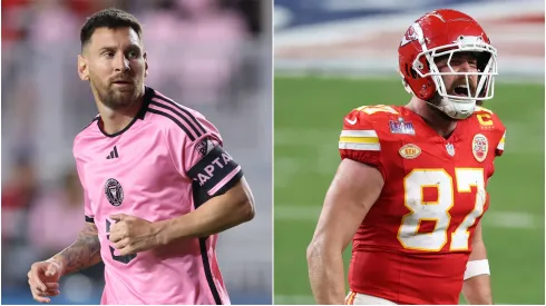 Lionel Messi (left) and Travis Kelce.