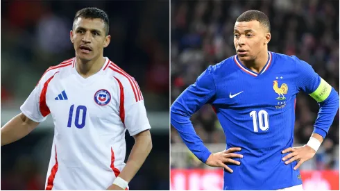 Alexis Sánchez (L) de Chile y Kylian Mbappé (R) de Francia