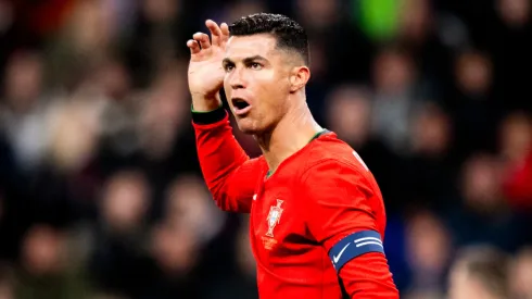Cristiano Ronaldo complains during Portugal's loss to Slovenia.
