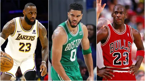 LeBron James, Jayson Tatum and Michael Jordan