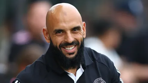 Yassine Cheuko, bodyguard of Lionel Messi #10 of Inter Miami CF, reacts prior to a game against the Orlando City SC at Chase Stadium on March 02, 2024 in Fort Lauderdale, Florida.