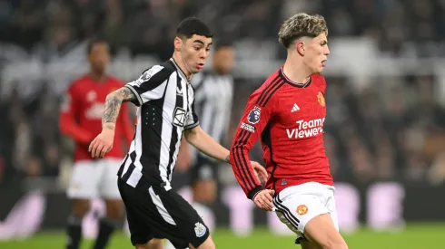 Manchester United player Alejandro Garnacho in action during the Premier League match between Newcastle United and Manchester United at St. James Park on December 02, 2023 in Newcastle upon Tyne, England.