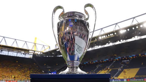 A view of the UEFA Champions league trophy.
