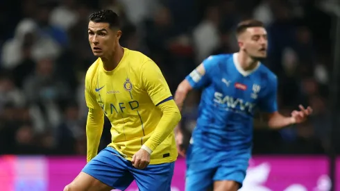 Cristiano Ronaldo of Al-Nassr runs with the ball during the Riyadh Season Cup Final match between Al Hilal and Al-Nassr at Kingdom Arena on February 08, 2024 in Riyadh, Saudi Arabia.