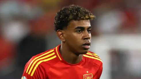 Lamine Yamal of Spain looks on during the UEFA EURO 2024 group stage match between Spain and Italy at Arena AufSchalke on June 20, 2024 in Gelsenkirchen, Germany.