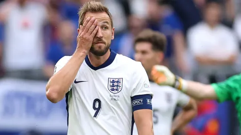 Harry Kane of England looks dejected after Ivan Schranz of Slovakia scores his team's first goal.