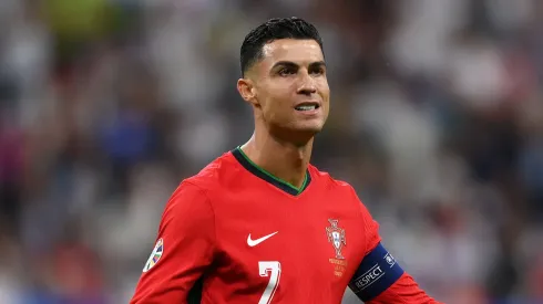 Cristiano Ronaldo of Portugal reacts after a missed chance during the UEFA EURO 2024 round of 16 match between Portugal and Slovenia at Frankfurt Arena on July 01, 2024 in Frankfurt am Main, Germany.