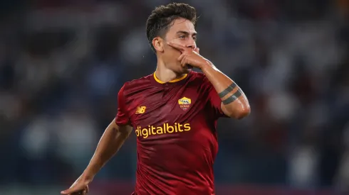 Paulo Dybala of AC Monza celebrates after scoring their team's first goal during the Serie A match between AS Roma and AC Monza at Stadio Olimpico on August 30, 2022 in Rome, Italy.