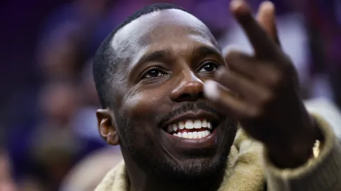 Agent Rich Paul looks on during the third quarter of a game between the Milwaukee Bucks and Philadelphia 76ers at Wells Fargo Center