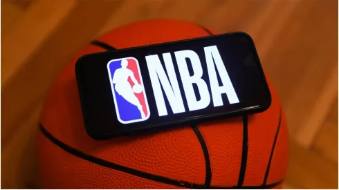 NBA logo displayed on a phone screen