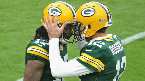 Davante Adams and Aaron Rodgers during their time at the Green Bay Packers