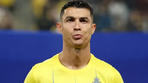 Cristiano Ronaldo of Al Nassr looks on prior to the second leg of the AFC Champions Leauge Round of 16 match between Al Nassr and Al Fayha