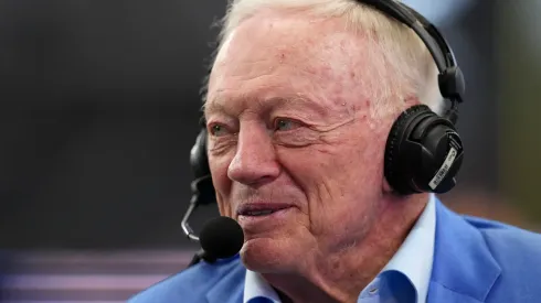 Dallas Cowboys owner Jerry Jones is interviewed before a preseason game against the Los Angeles Chargers at AT&T Stadium on August 24, 2024 in Arlington, Texas.