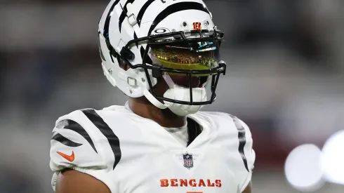 Ja'Marr Chase #1 of the Cincinnati Bengals looks on prior to the game against the Jacksonville Jaguars at EverBank Stadium on December 04, 2023 in Jacksonville, Florida.
