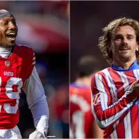 NFL: Deebo Samuel of the 49ers and Antoine Griezmann of AtlƩtico Madrid participate in skills challenge