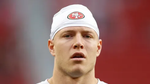 Christian McCaffrey #23 of the San Francisco 49ers warms up before the NFC Divisional Playoffs against the Green Bay Packers at Levi's Stadium on January 20, 2024 in Santa Clara, California.