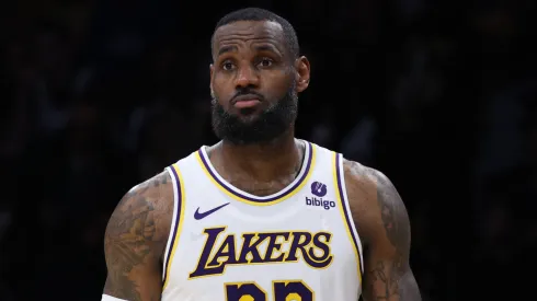 LeBron James #23 of the Los Angeles Lakers during a 134-110 Lakers win over the Portland Trail Blazers