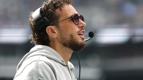 Head coach Mike McDaniel of the Miami Dolphins looks on during the third quarter against the Seattle Seahawks at Lumen Field on September 22, 2024 in Seattle, Washington.