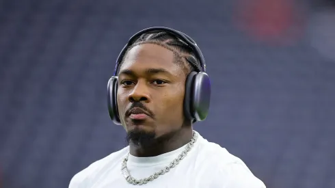 Stefon Diggs #1 of the Houston Texans looks on prior to a game against the Chicago Bears at NRG Stadium on September 15, 2024 in Houston, Texas.
