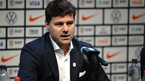 Mauricio Pochettino speaks to the media during a press conference after being introduced as the head coach of the U.S. Soccer Men's National Team at Hudson Yards on September 13, 2024 in New York City. (Photo by Evan Bernstein/Getty Images)