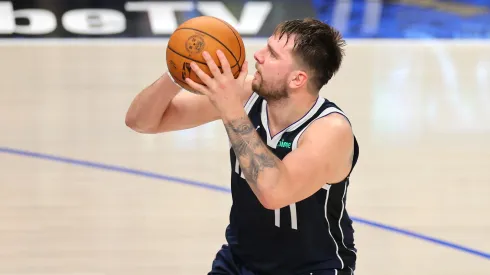 Luka Doncic #77 of the Dallas Mavericks shoots the ball during the second quarter against the Boston Celtics in Game Four of the 2024 NBA Finals at American Airlines Center on June 14, 2024 in Dallas, Texas.
