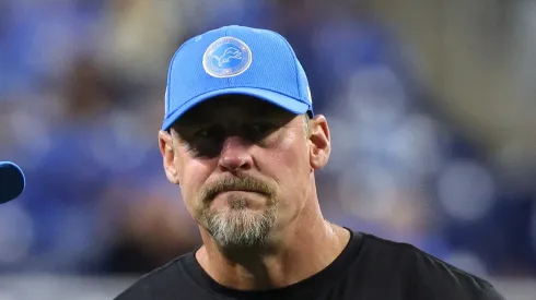 Head coach Dan Campbell of the Detroit Lions prior to a game against the Tennessee Titans at Ford Field on October 27, 2024 in Detroit, Michigan.