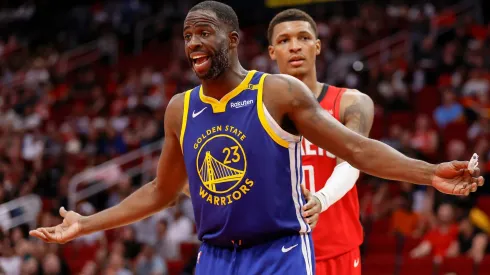 Draymond Green #23 of the Golden State Warriors reacts in the second half against the Houston Rockets at Toyota Center on November 02, 2024 in Houston, Texas.