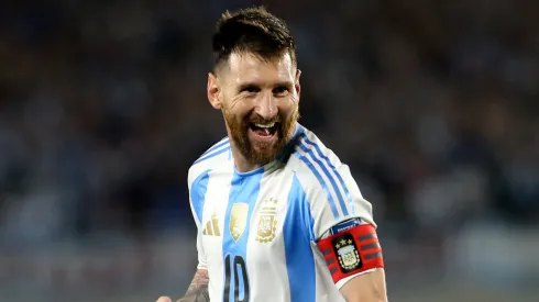 Lionel Messi of Argentina celebrates after scoring the fifth goal of his team during the FIFA World Cup 2026 South American Qualifier match between Argentina and Bolivia