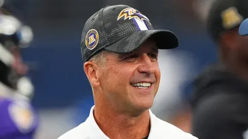 John Harbaugh, head coach of the Baltimore Ravens at AT&T Stadium on September 22, 2024 in Arlington, Texas.