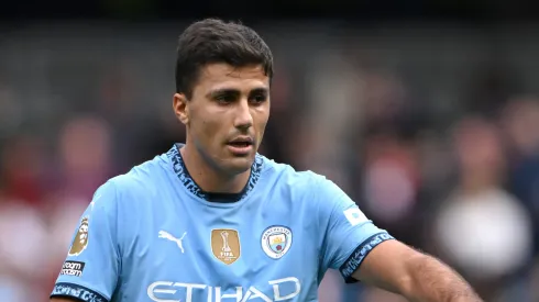 Rodri of Manchester City reacts during the Premier League match
