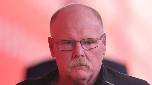 Head coach Andy Reid of the Kansas City Chiefs arrives prior to a game against the New Orleans Saints at GEHA Field at Arrowhead Stadium on October 07, 2024 in Kansas City, Missouri.