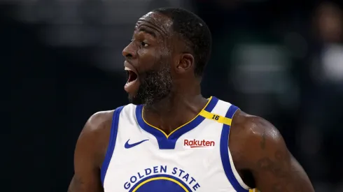 Draymond Green #23 of the Golden State Warriors reacts to his three pointer during the first half against the LA Clippers at Intuit Dome