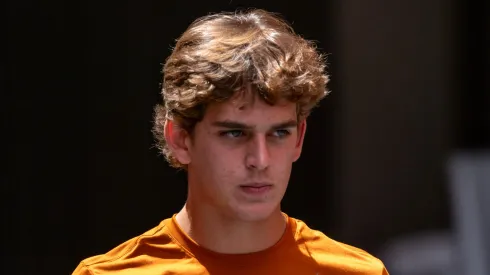 Arch Manning 16 of the Texas Longhorns during pre game warmups before the game vs the Colorado State Rams at DKR-Memorial Stadium.