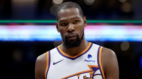 Kevin Durant #35 of the Phoenix Suns stands on the court during their game against the Sacramento Kings