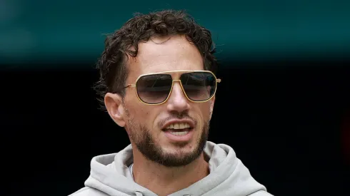 Head coach Mike McDaniel of the Miami Dolphins looks on prior to a game against the Arizona Cardinals at Hard Rock Stadium on October 27, 2024 in Miami Gardens, Florida.