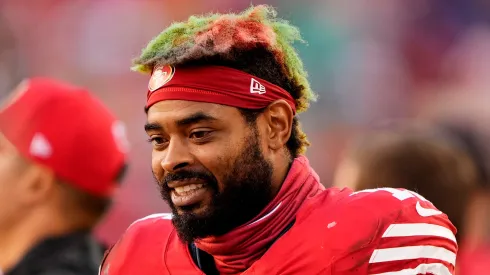 Jauan Jennings #15 of the San Francisco 49ers looks on during the fourth quarter against the Chicago Bears at Levi's Stadium on December 08, 2024 in Santa Clara, California.