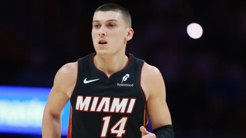 Tyler Herro #14 of the Miami Heat at Kaseya Center on November 04, 2024.