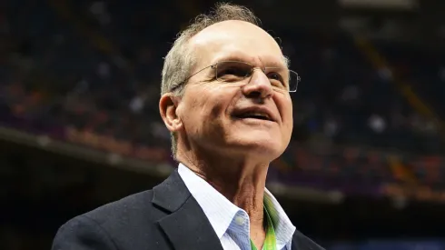 Jack Harbaugh, father of Baltimore Ravens head coach John Harbaugh and San Francisco 49ers head coach Jim Harbaugh looks on on the field prior to Super Bowl XLVII in 2013.
