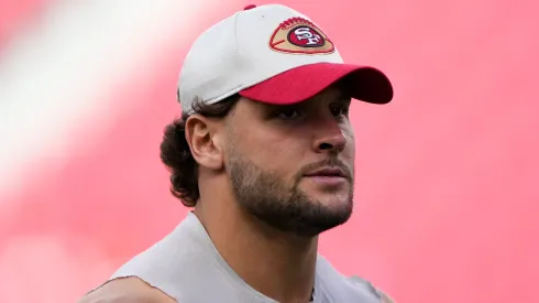 Nick Bosa #97 of the San Francisco 49ers warms up prior to a game against the Dallas Cowboys at Levi's Stadium on October 27, 2024 in Santa Clara, California.