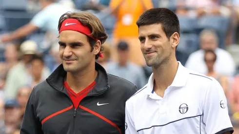 Roger Federer and Novak Djokovic during the 2011 US Open