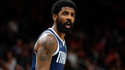 Kyrie Irving #11 of the Dallas Mavericks reacts during the third quarter against the Atlanta Hawks at State Farm Arena on November 25, 2024 in Atlanta, Georgia.