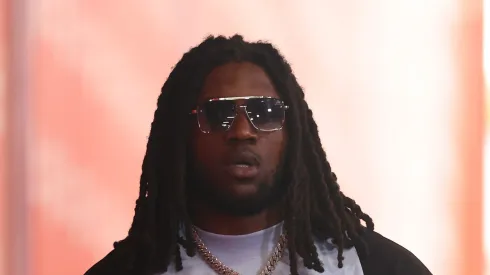Nick Bolton #32 of the Kansas City Chiefs arrives prior to a game against the Cincinnati Bengals at GEHA Field at Arrowhead Stadium on September 15, 2024 in Kansas City, Missouri.