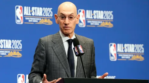 NBA Commissioner Adam Silver speaks to media at a press conference during 2025 NBA All-Star Weekend at Chase Center on February 15, 2025 in San Francisco, California.
