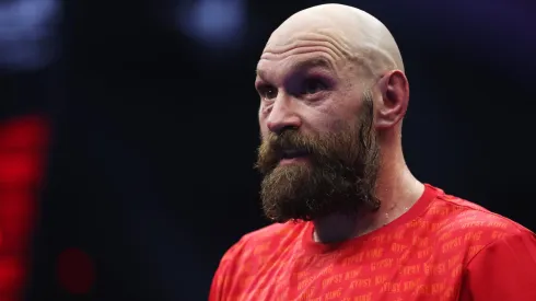 Tyson Fury reacts following defeat in the IBF, IBO, WBA, WBC and WBO Undisputed World Heavyweight titles' fight between Oleksandr Usyk and Tyson Fury as part of Oleksandr Usyk v Tyson Fury 2, Reignited card at Kingdom Arena on December 21, 2024 in Riyadh, Saudi Arabia.