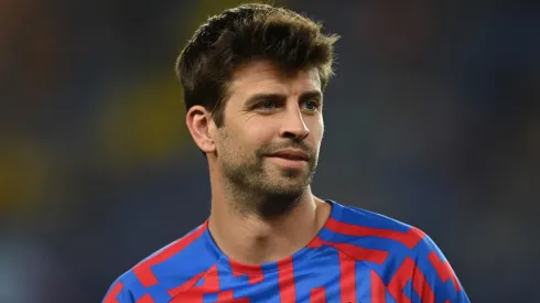 Gerard Pique of FC Barcelona warms up prior to the UEFA Champions League group C match between FC Barcelona and Viktoria Plzen at Spotify Camp Nou on September 07, 2022 in Barcelona, Spain.